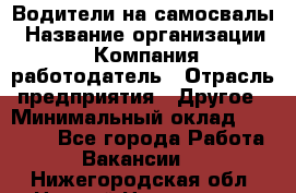 Водители на самосвалы › Название организации ­ Компания-работодатель › Отрасль предприятия ­ Другое › Минимальный оклад ­ 45 000 - Все города Работа » Вакансии   . Нижегородская обл.,Нижний Новгород г.